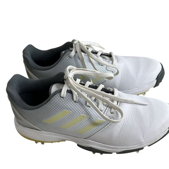 Adidas Golf Shoes White Gray Yellow Accents Spikeless Comfortable & Stylish Foot - Picture 2 of 8